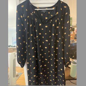 Madewell black floral flowy dress